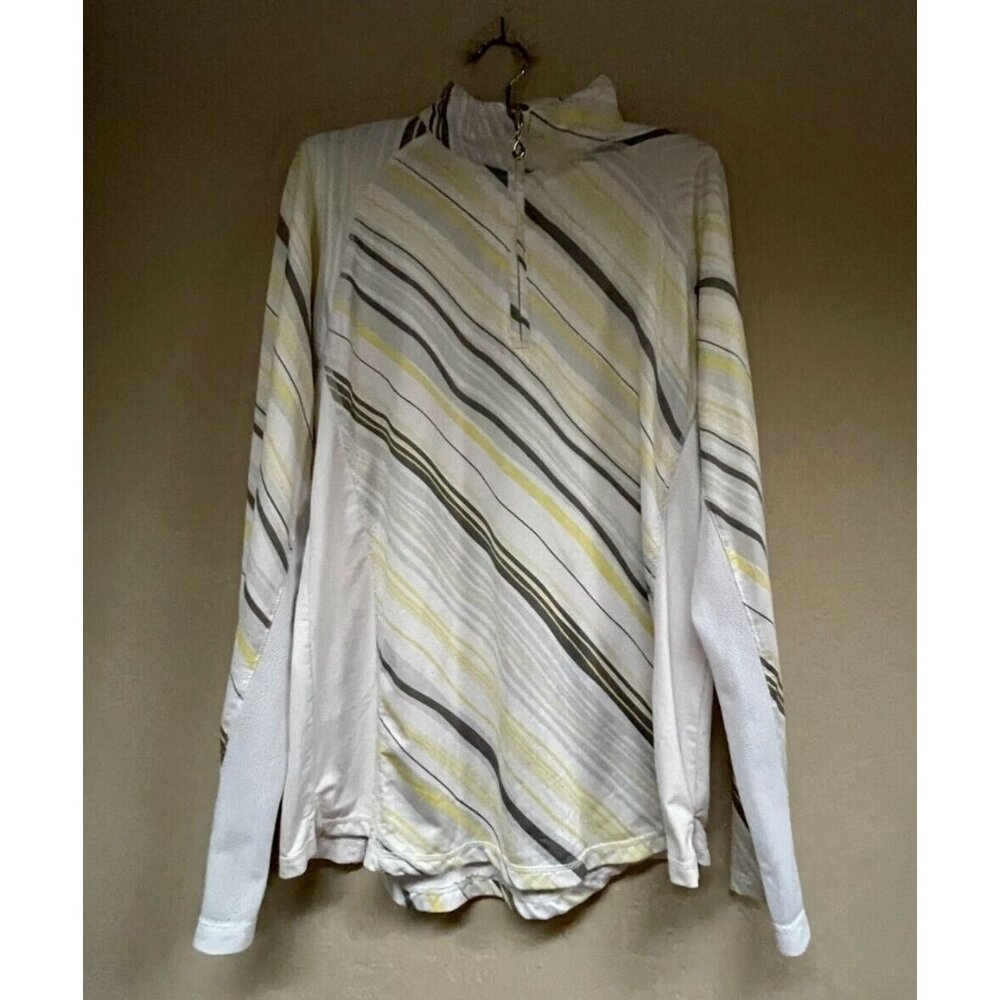 SanSoleil Womens Long Sleeve Quarter Zip Pullover Top Medium Multicolor Striped